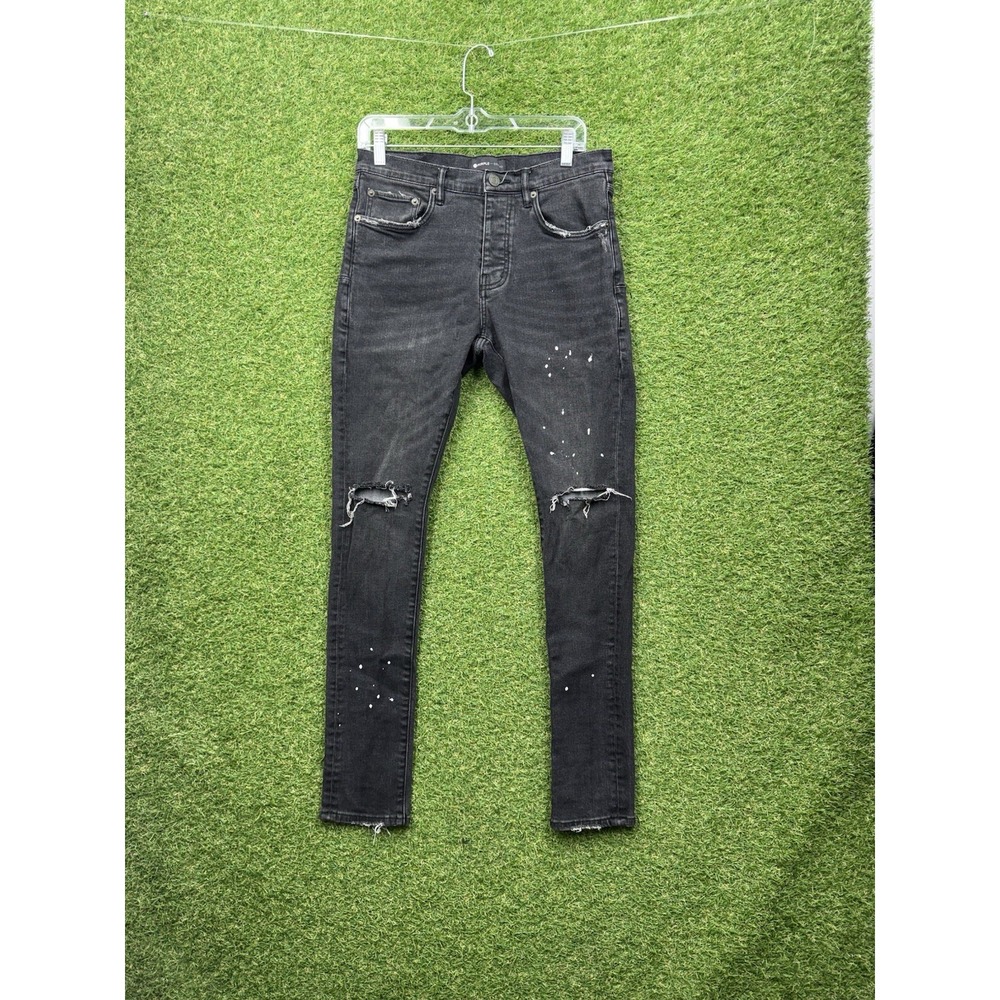 Purple Brand P002 Jeans Mens 30x30 Black Denim Distressed Skinny Fit Designer